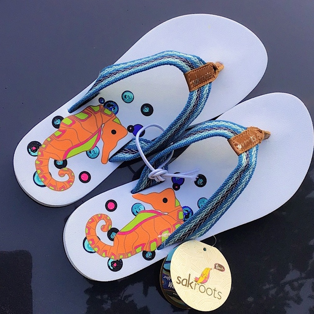 Seahorse flip flops Size7🐚 🌊